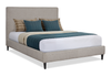 Lit plateforme rembourré Alix en tissu gris - format grand lit