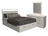 Ensemble de chambre à coucher Alpine 5 pièces avec lit de rangement, commode, miroir et éclairage, fabriqué au Canada, blanc - grand lit