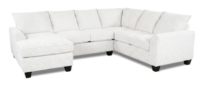 Made in Canada Customizable Sofa Lab Arc 3 Piece Left-Facing Fabric Sectional with Chaise - Teddy Snow | Sofa sectionnel de gauche 3 pièces avec fauteuil long personnalisable Arc de Sofa Lab fabriqué au Canada en tissu - Teddy Snow