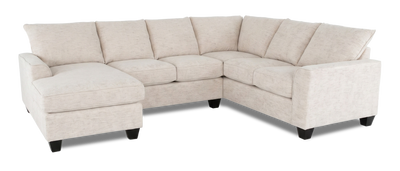 Made in Canada Customizable Sofa Lab Arc 3 Piece Left-Facing Fabric Sectional with Chaise - Chenille White | Sofa sectionnel de gauche 3 pièces avec fauteuil long personnalisable Arc de Sofa Lab fabriqué au Canada en tissu - Chenille White