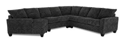 Made in Canada Customizable Sofa Lab Arc 4-Piece Left-Facing Sectional with Cuddler - Plush Charcoal | Sofa sectionnel de gauche 4 pièces avec fauteuil enveloppant personnalisable Arc de Sofa Lab fabriqué au Canada en tissu - Plush Charcoal
