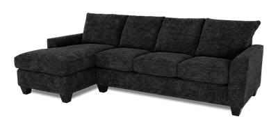 Made in Canada Customizable Sofa Lab Arc Fabric Left-Facing Sofabed Sectional - Plush Charcoal | Sofa-lit sectionnel de gauche personnalisable Arc de Sofa Lab fabriqué au Canada en tissu - Plush Charcoal
