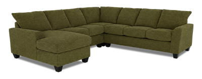 Made in Canada Customizable Sofa Lab Arc 4-Piece Left-Facing Sectional with Chaise - Chenille Moss | Sofa sectionnel de gauche 4 pièces avec fauteuil long personnalisable Arc de Sofa Lab fabriqué au Canada en tissu - Chenille Moss