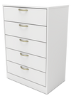 Commode verticale Arlo de 23,6 po (L) x 36,2 po (H) à 5 tiroirs pour la chambre à coucher, fabriquée au Canada - blanche