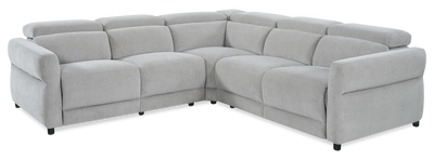 Cindy Crawford Home Aspen 3-Piece Power Reclining Sectional with Adjustable Headrests and USB Port - Silver | Sofa sectionnel à inclinaison électrique Aspen de Cindy Crawford Home 3 pièces avec appuie-têtes électriques et port USB - argenté