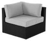 Fauteuil en coin Barbados pour la terrasse à l’extérieur - osier en résine tressé à la main, résistant aux rayons UV et aux intempéries - noir et gris