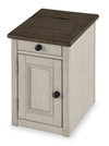 Table de fauteuil Baxter de 14 po de style champêtre avec rangement - moka