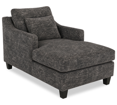 Made in Canada Sofa Lab Customizable 36" Fabric Accent Chaise with Wood Legs – Plush Charcoal | Fauteuil long d’appoint personnalisable de Sofa Lab de 36 po fabriqué au Canada en tissu avec pattes en bois - Plush Charcoal
