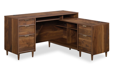 Clifford Place 59.06“ L -Shaped Desk with 5 Drawers – Grand Walnut | Bureau en forme de L Clifford Place de 59,06 po à 5 tiroirs - noyer majestueux