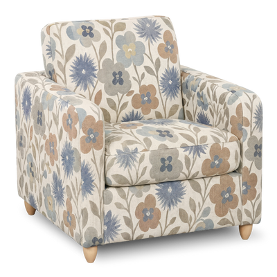 Made in Canada Sofa Lab Customizable Club 36" Fabric Accent Chair with Wood Legs – Dragonfly Accent Fabric | Fauteuil d’appoint personnalisable Club de Sofa Lab de 36 po fabriqué au Canada en tissu avec pattes en bois - tissu décoratif Dragonfly