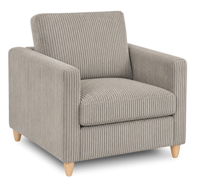 Made in Canada Sofa Lab Customizable Club 36" Fabric Accent Chair with Wood Legs – Fog Accent Fabric | Fauteuil d’appoint personnalisable Club de Sofa Lab de 36 po fabriqué au Canada en tissu avec pattes en bois - tissu décoratif Fog