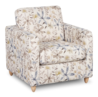 Made in Canada Sofa Lab Customizable Club 36" Fabric Accent Chair with Wood Legs – Dust Accent Fabric | Fauteuil d’appoint personnalisable Club de Sofa Lab de 36 po fabriqué au Canada en tissu avec pattes en bois - tissu décoratif Dust