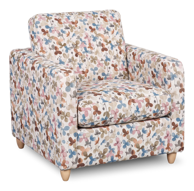 Made in Canada Sofa Lab Customizable Club 36" Fabric Accent Chair with Wood Legs – Rose Accent Fabric | Fauteuil d’appoint personnalisable Club de Sofa Lab de 36 po fabriqué au Canada en tissu avec pattes en bois - tissu décoratif Rose