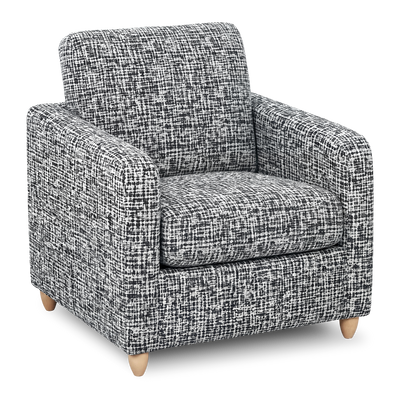 Made in Canada Sofa Lab Customizable Club 36" Fabric Accent Chair with Wood Legs – Jet Accent Fabric | Fauteuil d’appoint personnalisable Club de Sofa Lab de 36 po fabriqué au Canada en tissu avec pattes en bois - tissu décoratif Jet