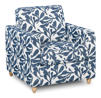 Made in Canada Sofa Lab Customizable Club 36" Fabric Accent Chair with Wood Legs – Marine Accent Fabric | Fauteuil d’appoint personnalisable Club de Sofa Lab de 36 po fabriqué au Canada en tissu avec pattes en bois - tissu décoratif Marine