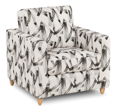 Made in Canada Sofa Lab Customizable Club 36" Fabric Accent Chair with Wood Legs – Stormy Accent Fabric | Fauteuil d’appoint personnalisable Club de Sofa Lab de 36 po fabriqué au Canada en tissu avec pattes en bois - tissu décoratif Stormy