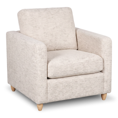 Made in Canada Sofa Lab Customizable Club 36" Fabric Accent Chair with Wood Legs – Chenille White | Fauteuil d’appoint personnalisable Club de Sofa Lab de 36 po fabriqué au Canada en tissu avec pattes en bois - Chenille White