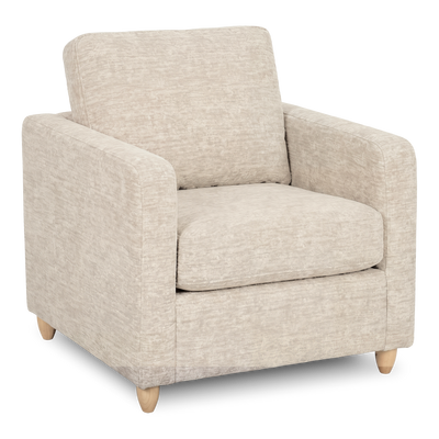 Made in Canada Sofa Lab Customizable Club 36" Fabric Accent Chair with Wood Legs – Plush Parchment | Fauteuil d’appoint personnalisable Club de Sofa Lab de 36 po fabriqué au Canada en tissu avec pattes en bois - Plush Parchment