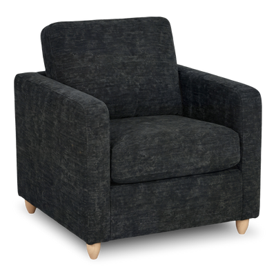 Made in Canada Sofa Lab Customizable Club 36" Fabric Accent Chair with Wood Legs – Plush Charcoal | Fauteuil d’appoint personnalisable Club de Sofa Lab de 36 po fabriqué au Canada en tissu avec pattes en bois - Plush Charcoal