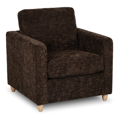 Made in Canada Sofa Lab Customizable Club 36" Fabric Accent Chair with Wood Legs – Plush Chocolate | Fauteuil d’appoint personnalisable Club de Sofa Lab de 36 po fabriqué au Canada en tissu avec pattes en bois - Plush Chocolate