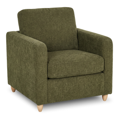 Made in Canada Sofa Lab Customizable Club 36" Fabric Accent Chair with Wood Legs – Chenille Moss | Fauteuil d’appoint personnalisable Club de Sofa Lab de 36 po fabriqué au Canada en tissu avec pattes en bois - Chenille Moss