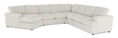 Made in Canada Customizable Sofa Lab Curve 4-Piece Left-Facing Sectional with Cuddler - Teddy Riverrock | Sofa sectionnel de gauche 4 pièces avec fauteuil enveloppant personnalisable Curve de Sofa Lab fabriqué au Canada en tissu - Teddy Riverrock