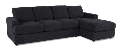 Made in Canada Customizable Sofa Lab Curve Fabric Right-Facing Sofabed Sectional - Teddy Raven | Sofa-lit sectionnel de droite personnalisable Curve de Sofa Lab fabriqué au Canada en tissu - Teddy Raven