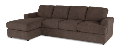 Made in Canada Customizable Sofa Lab Curve Fabric Left-Facing Sofabed Sectional - Teddy Walnut | Sofa-lit sectionnel de gauche personnalisable Curve de Sofa Lab fabriqué au Canada en tissu - Teddy Walnut