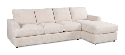 Made in Canada Customizable Sofa Lab Curve Right-Facing Fabric Sofa Chaise – Chenille White | Sofa avec fauteuil long de droite personnalisable Curve de Sofa Lab fabriqué au Canada en tissu - Chenille White