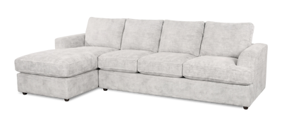 Made in Canada Customizable Sofa Lab Curve Left-Facing Fabric Sofa Chaise – Plush Oyster | Sofa avec fauteuil long de gauche personnalisable Curve de Sofa Lab fabriqué au Canada en tissu - Plush Oyster