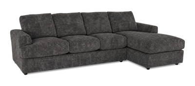 Made in Canada Customizable Sofa Lab Curve Right-Facing Fabric Sofa Chaise – Plush Charcoal | Sofa avec fauteuil long de droite personnalisable Curve de Sofa Lab fabriqué au Canada en tissu - Plush Charcoal