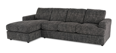 Made in Canada Customizable Sofa Lab Curve Left-Facing Fabric Sofa Chaise – Plush Charcoal | Sofa avec fauteuil long de gauche personnalisable Curve de Sofa Lab fabriqué au Canada en tissu - Plush Charcoal