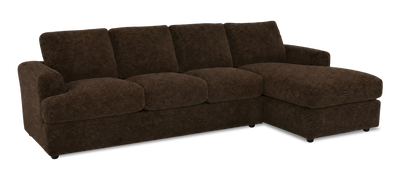 Made in Canada Customizable Sofa Lab Curve Right-Facing Fabric Sofa Chaise – Plush Chocolate | Sofa avec fauteuil long de droite personnalisable Curve de Sofa Lab fabriqué au Canada en tissu - Plush Chocolate