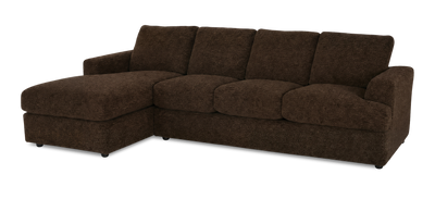 Made in Canada Customizable Sofa Lab Curve Left-Facing Fabric Sofa Chaise – Plush Chocolate | Sofa avec fauteuil long de gauche personnalisable Curve de Sofa Lab fabriqué au Canada en tissu - Plush Chocolate