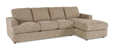 Made in Canada Customizable Sofa Lab Curve Right-Facing Fabric Sofa Chaise – Chenille Praline | Sofa avec fauteuil long de droite personnalisable Curve de Sofa Lab fabriqué au Canada en tissu - Chenille Praline