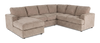 Sofa sectionnel de gauche 3 pièces avec fauteuil long personnalisable Curve de Sofa Lab fabriqué au Canada en tissu - Chenille Praline