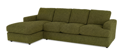 Made in Canada Customizable Sofa Lab Curve Left-Facing Fabric Sofa Chaise – Chenille Moss | Sofa avec fauteuil long de gauche personnalisable Curve de Sofa Lab fabriqué au Canada en tissu - Chenille Moss