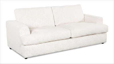 Made in Canada Customizable Sofa Lab Curve 38" Fabric Sofa Bed - Teddy Snow | Sofa-lits personnalisable Curve de Sofa Lab de 38 po fabriqué au Canada en tissu - Teddy Snow