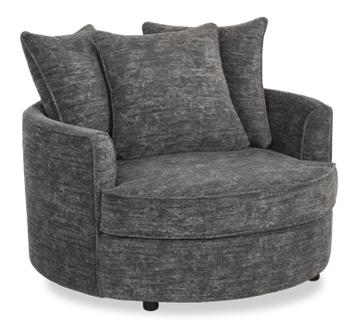Made in Canada Sofa Lab Customizable Cuddler 48" Fabric Accent Chair – Plush Charcoal | Fauteuil d’appoint enveloppant personnalisable Plush Cuddler de Sofa Lab de 48 po fabriqué au Canada en tissu - Plush Charcoal