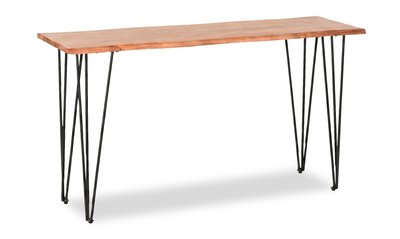 Dillion 45” Industrial Sofa Table with Iron Hairpin Legs – Natural Acacia | Table de salon industrielle Dillon de 45 po avec pattes de style épingle en fer - acacia naturel