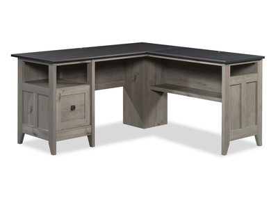 Ellery 58.74" L-Shaped Office Desk with Cable Management – Mystic Oak | Bureau en forme de L Ellery de 58,74 po avec système de gestion des câbles - chêne mystique
