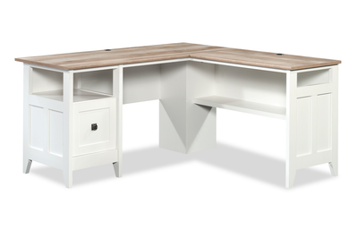 Ellery 58.74" L-Shaped Office Desk with Cable Management – Soft White | Bureau en forme de L Ellery de 58,74 po avec système de gestion des câbles - blanc doux