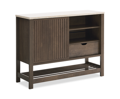 Essex 47.25” 3-Shelf Accent Cabinet with Sliding Door – Walnut Oak | Armoire décorative Essex de 47,25 po à 3 tablettes avec porte coulissante - chêne noyer