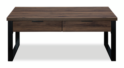 Griffin 46” Contemporary Coffee Table with 2 Drawers – Dark Brown | Table à café contemporaine Griffin de 46 po avec 2 tiroirs - brun foncé