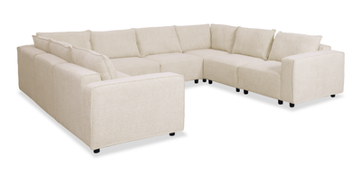 Infinity Modular 8-Piece Chenille Fabric Sofa Sectional – Taupe | Sofa sectionnel modulaire Infinity 8 pièces en tissu de chenille - taupe