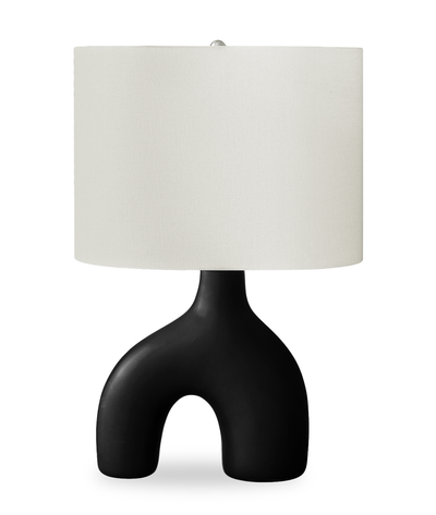 Lena 16.5" Ceramic Table Lamp with Linen Ivory Shade – Black | Lampe de table Lena de 16,5 po en céramique avec abat-jour ivoire - noire