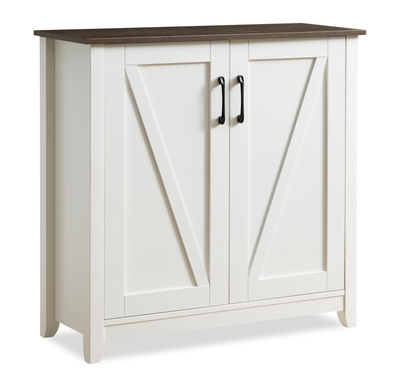 Lexie 35.5” Shoe Storage Cabinet with Walnut Oak Top - White | Armoire de rangement pour chaussures Lexie de 35,5 po avec dessus en chêne noyer - blanche