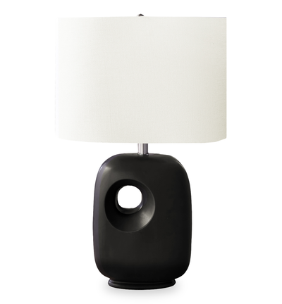 Lilith 16" Ceramic Table Lamp with Linen Ivory Shade – Black | Lampe de table Lilith de 16 po en céramique avec abat-jour ivoire - noire
