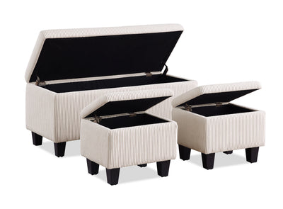 Marlow 19.5” 3-Pack Storage Ottomans – Beige | Ensemble de 3 poufs de rangement Marlow de 19.5 po - beige
