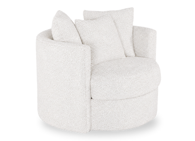 Made in Canada Sofa Lab Customizable Nest 42" Fabric Swivel Accent Chair – Teddy Snow | Fauteuil d’appoint pivotant personnalisable Nest de Sofa Lab de 42 po fabriqué au Canada en tissu - Teddy Snow